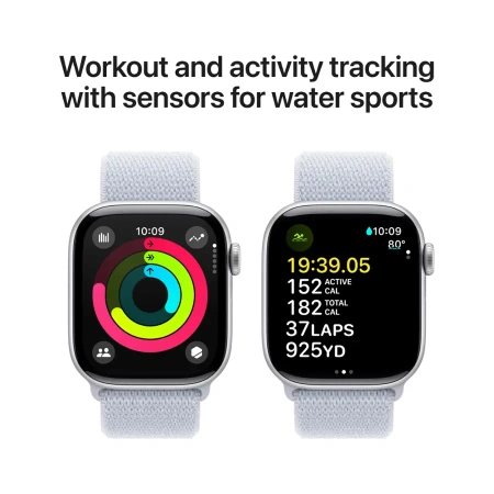 Часы Apple Watch Series 10 42mm Aluminium Case Silver with Blue Cloud Sport Loop (MWWD3)